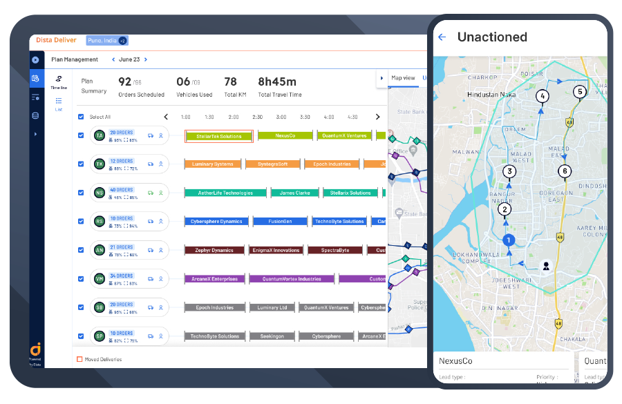 Delivery Management Software web dashboard to track deliveries and orders