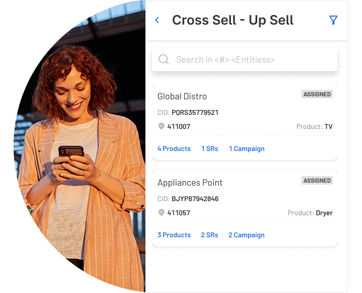 Female Field Sales Receiving a Notification for Cross-Selling Existing Accounts