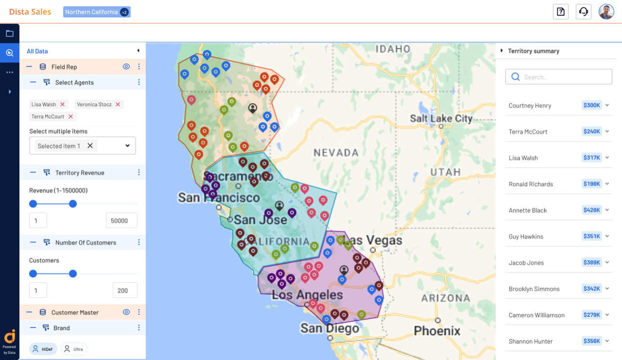 Mapping Sales Territories and Live Map-based Tracking