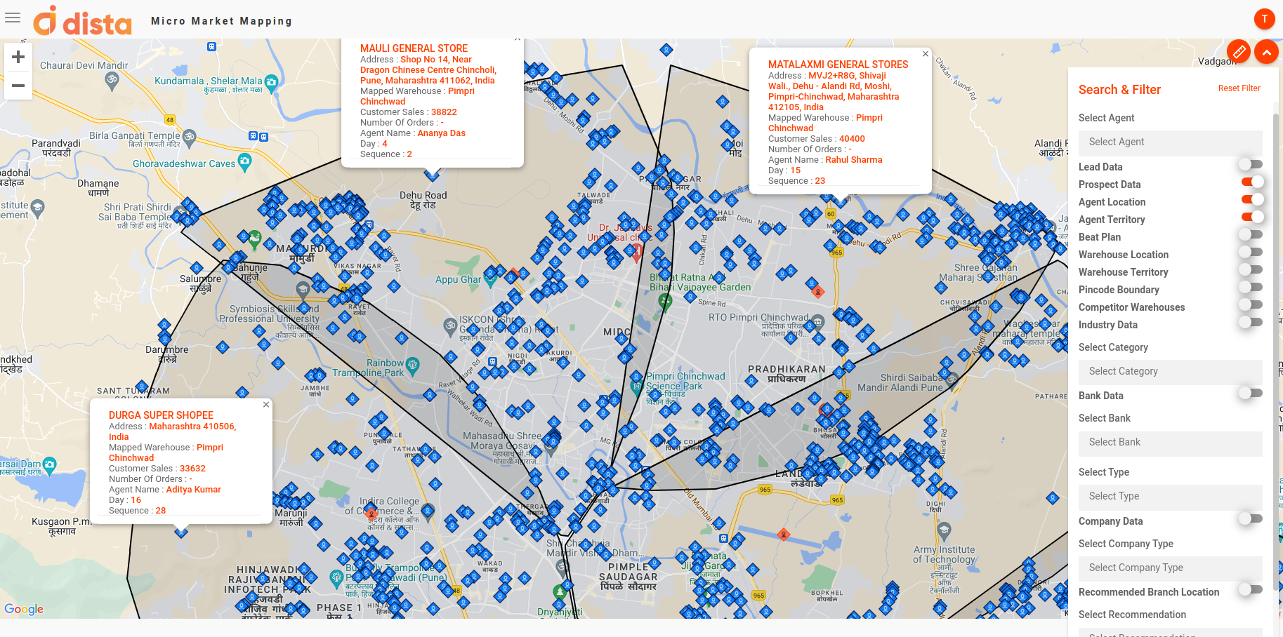 Mapping area clusters in a geographic area