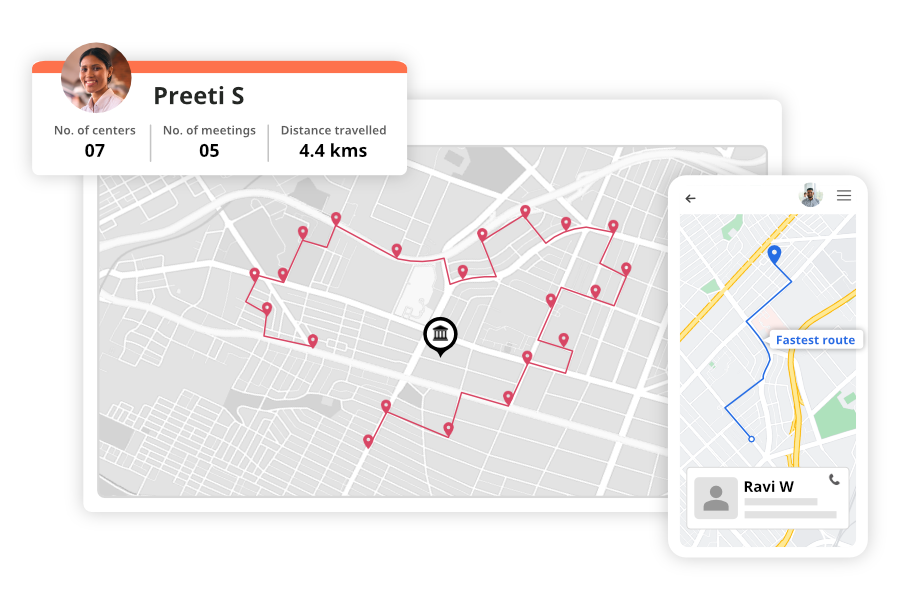 Route optimization based on center visit in the field