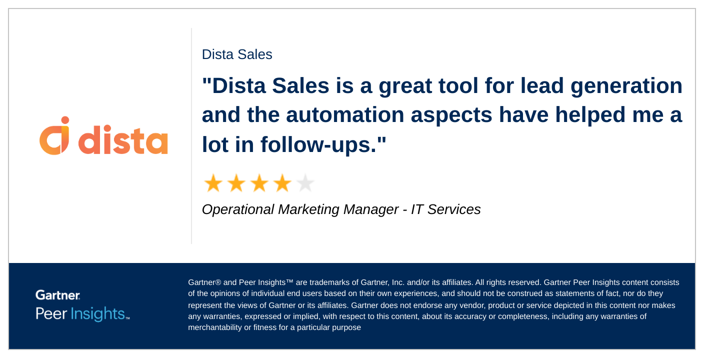 Gartner Peer Insights Review about Dista Sales