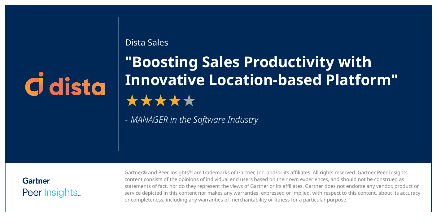 Gartner Peer Insights Review for Dista Sales