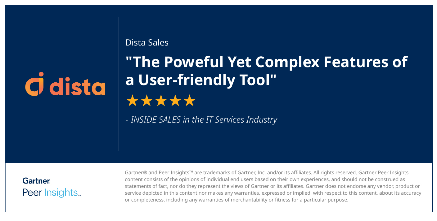 Gartner Peer Insights Review for Dista Sales