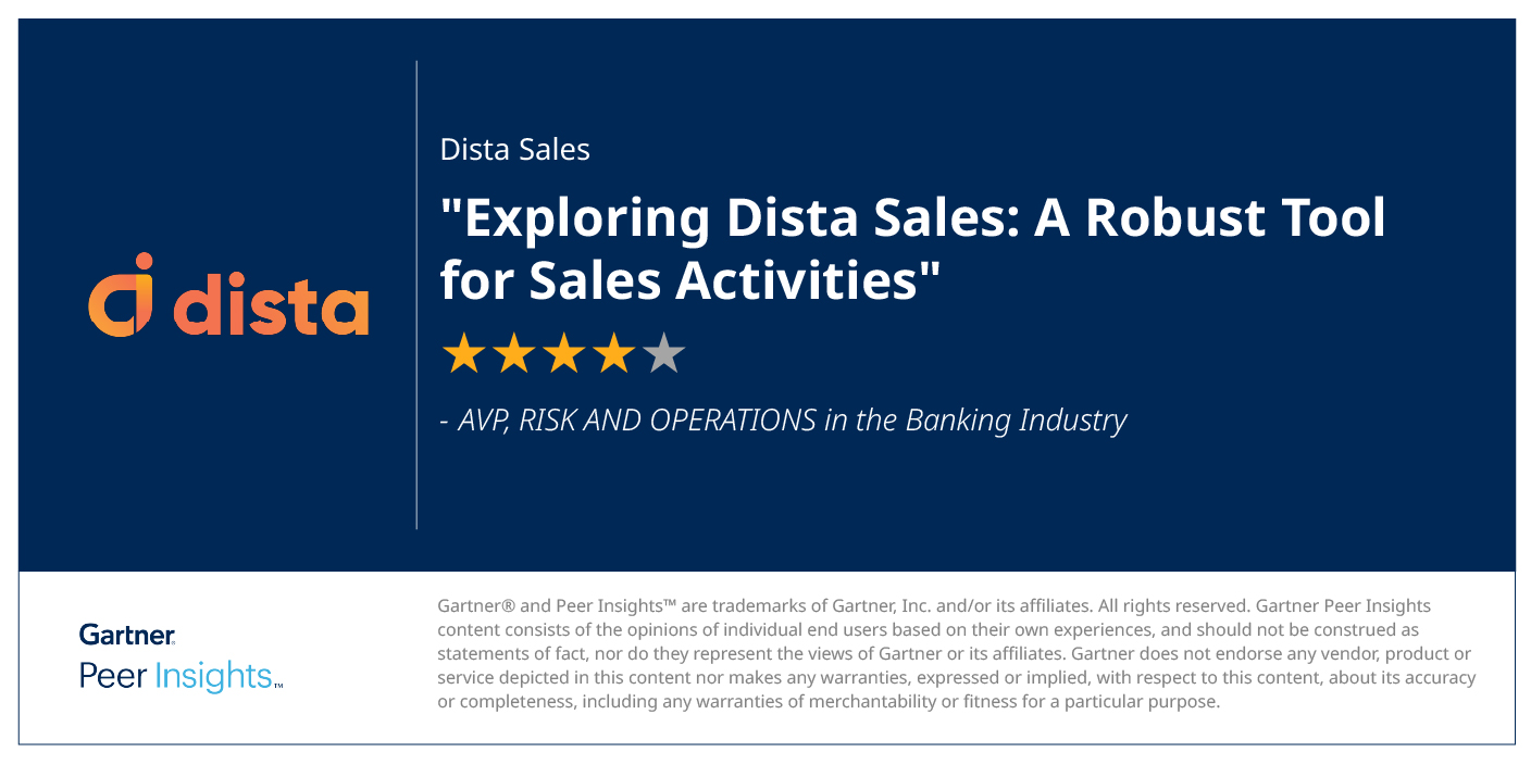 Gartner Peer Insights Review for Dista Sales