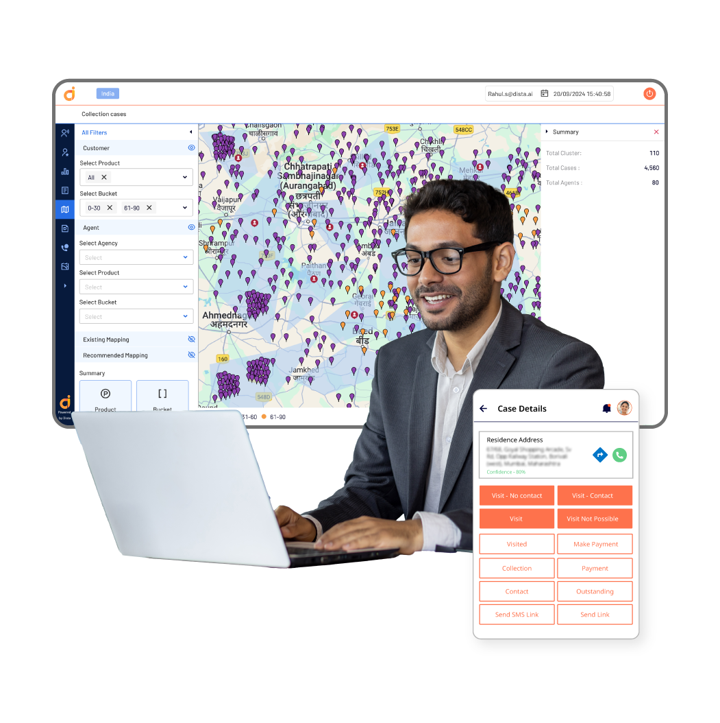 Web view of end-to-end debt collections platform